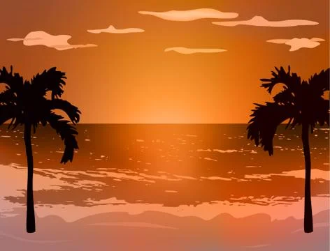 Beautiful beach Stock Illustration