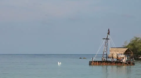 Beautiful Beach on Koh Phangan.  Floating in the water playground construction Vídeos de archivo 12554841