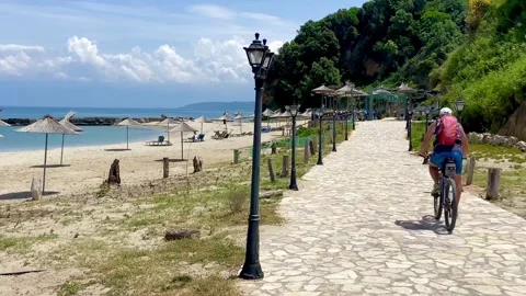 Beautiful beach is located on the territory of an abandoned military base Stock Footage 246767295