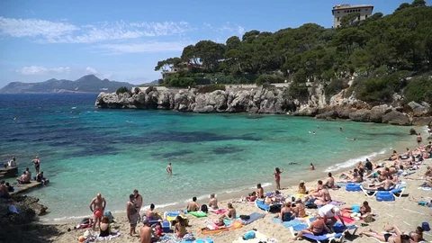 Beautiful beach in Mallorca Stock Footage 128348490