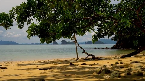 Beautiful beach with a mountains view of the Phang Nga province. Stock Footage 80920826