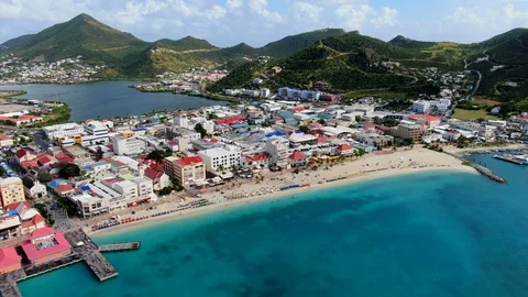 Beautiful beach at Philipsburg Stock Footage 119632784