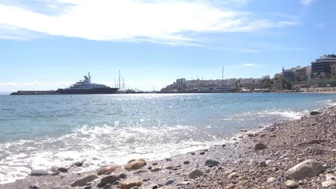 Beautiful beach at Piraeus, Greece Stock Footage 87980228