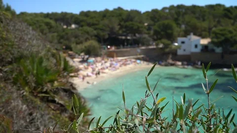 Beautiful beach seen from afar Stock Footage 128348436