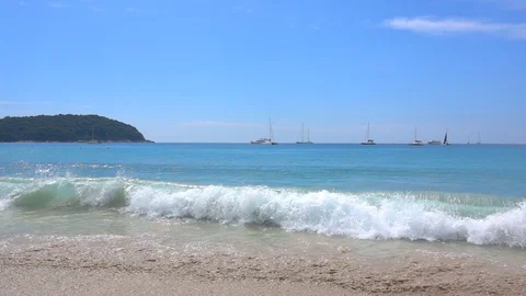 Beautiful beach on sky and cloud in Phuket of Thailand Stock Footage 88329370