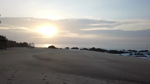 Beautiful beach at sunrise. Video stock 112972091
