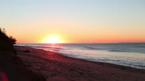 BEAUTIFUL BEACH AT SUNRISE OR SUNSET - 2; STUNNING COLOR; NEGATIVE SPACE Stock Footage 59072226