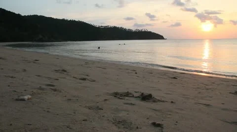 Beautiful Beach, sunset Stock Footage 12568379