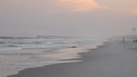 Beautiful Beach At Sunset Stock Footage 92709599