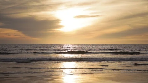 Beautiful beach at sunset Stock Footage 108544319