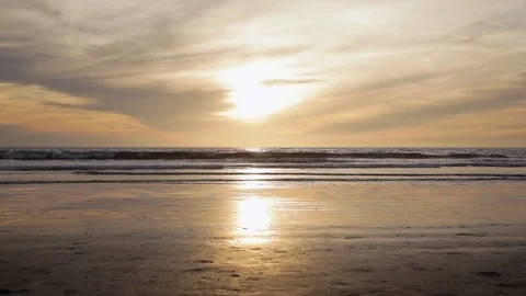 Beautiful beach at sunset Stock Footage 108544324