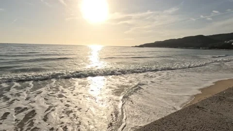 Beautiful beach at sunset Stock Footage 228752689