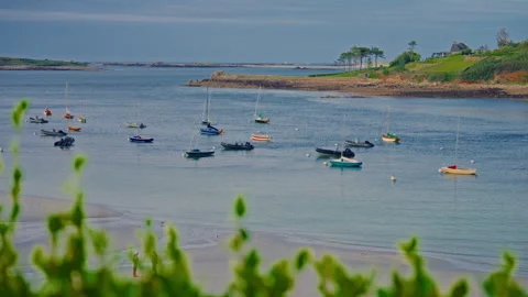 Beautiful beach at sunset in Saint Pabu north finistere France Stock Footage 303566052