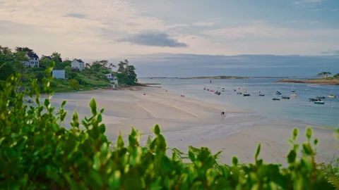 Beautiful beach at sunset in Saint Pabu north finistere France Stock Footage 303598210