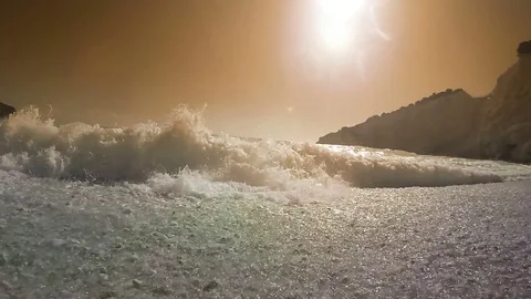 Beautiful beach at sunset, slow motion Stock Footage 78434228