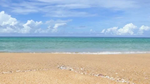 Beautiful beach There was a small white crab running to find food. 库存影片 163785142
