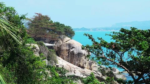 Beautiful beach from the Thiland viewpoint. Lamai Stock Footage 79000100