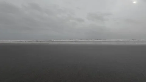 Beautiful Beach With Thunder Stormy Sky And Dark Clouds Stock Footage 280563227