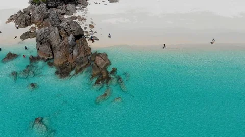 Beautiful beach with tourists Stock Footage 93949554
