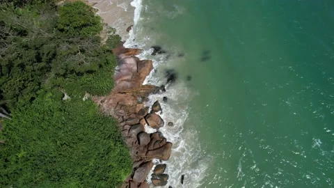Beautiful beach view from above, Florianópolis, Santa Catarina, Brazil Stock Footage 229853455