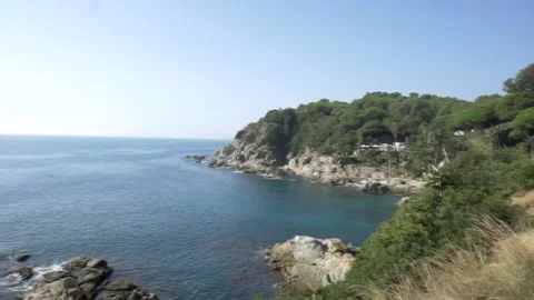 Beautiful Beach View in Lloret de Mar Stock Footage 143088879