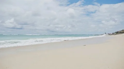 Beautiful Beach View Ocean Intact Waves Slowmotion Stock Footage 70730583