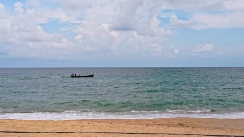 Beautiful beach with the view at the sea. Stock Footage 117416490