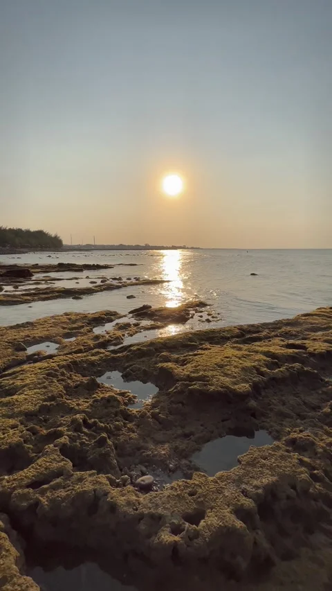 Beautiful beach view at sunset Stock Footage 286852864