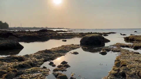 Beautiful beach view at sunset Stock Footage 286853072
