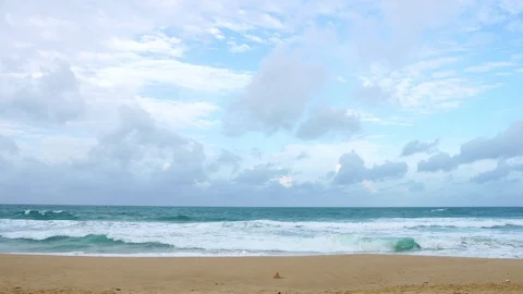 Beautiful beach with wave crashing on sandy shore Stock Footage 119100852