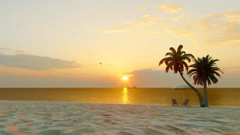 Beautiful beach waves under the sunset Stock-Footage 295399862