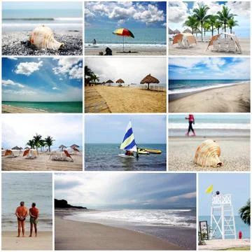 Beautiful beaches collage Stock Illustration