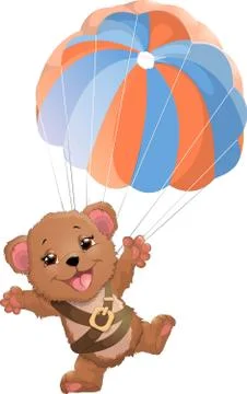 Beautiful bear with parachute Stock Illustration