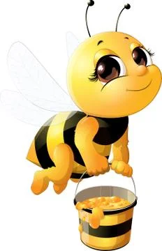 Beautiful bee with a bucket Stock Illustration