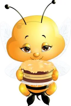 Beautiful bee that eats honey Stock Illustration