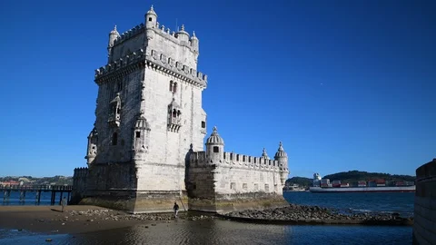 The beautiful Belém Tower, officially the Tower of Saint Vincent. Stockbeeldmateriaal 129323745