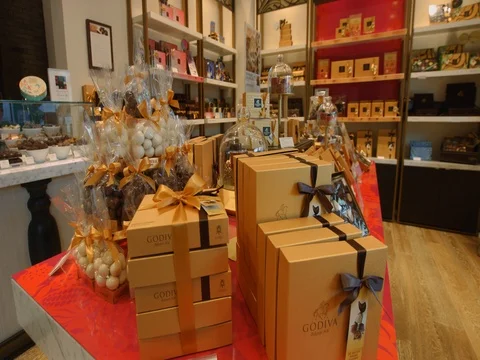 Beautiful Belgian chocolates packaging Stock Footage 80618657