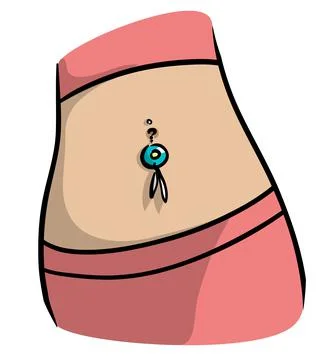 Beautiful Belly piercing Stock Illustration