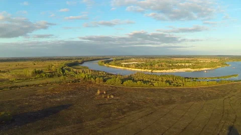 Beautiful bend in the river from a height of bird flight. Stock Footage 54913909