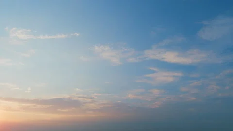 Bright beautiful blue sky with soft clouds, bright sunny day