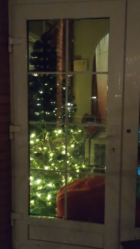 Beautiful big Christmas tree and bright lights, holiday decor 動画素材 323960703