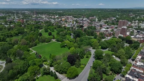 Beautiful big city park Albany, NY Washington Park green space Stock Footage 310793853