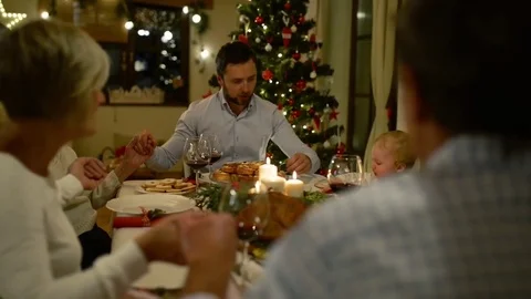 Beautiful big family celebrating Christmat together Stock Footage