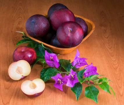 Beautiful big plums Stock Photos