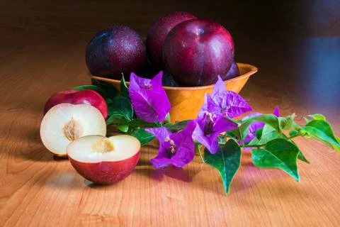 Beautiful big plums Stock Photos