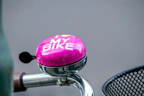 Beautiful bike bell shows love for cycling and sustainable mobility Stock Photos