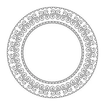 Beautiful black and white circular frame. Stencil. Ethnic Asia national Seamless Illustrazione stock
