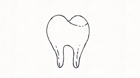 Beautiful Black and White Tooth Cartoon Illustration Stock Footage 336269850