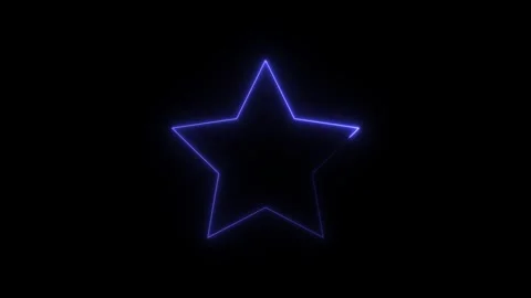 Beautiful black background of neon star icon.Glowing Neon star sign. Stock Footage 301700997