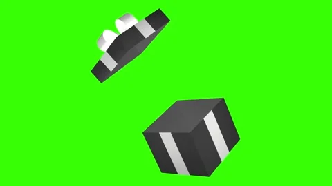 A beautiful black gift box opens. 3D animation on a green screen. Stock Footage 250544478